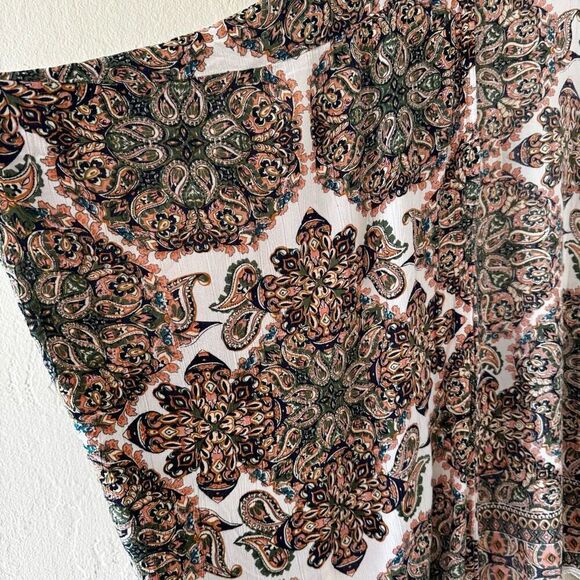 Angie Bohemian Open Front Wrap Floral Paisley Beach Drape Arm Holes Sz S #2410 - Picture 5 of 11